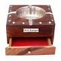 Wooden Brass Inlay Ashtray + Cig.Case (Brown 4.5 x 4.5 x 2.2 inch), 3 image