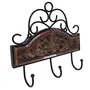 Wooden & Iron Fancy Design Wall Hanging Cloth Hanger with 3 Hooks, 3 image