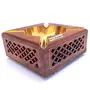 Wooden Antique Ashtray with Brass Inlay and Jaali Work, 4 image