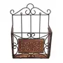 Wooden & Iron Magazine Holder with Handcarving Work Size(LxBxH-11x4x15) Inch, 2 image