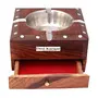 Brown Wooden Ash Tray with Cigarette Drawer, 3 image