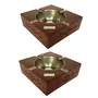 Wooden Antique Ashtray with Brass Inlay Pack of 2, 3 image