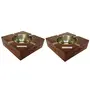 Wooden Antique Ashtray with Brass Inlay Pack of 2, 2 image