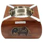 Wooden & Brass Square Ashtray with Elephant Design, 3 image