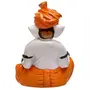 India Polyresine Orange & White Ganesha Playing Dholak, 5 image