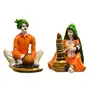 India Handcrafted Rajasthani Couple Making Chaas & Pottery Showpiece for Home Decor, 2 image