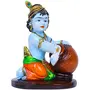India Blue Color Big Size Bal Krishna Eating Makkhan from Matka Showpiece/Best Gifting Option/Diwali Decoration/Corporate Gifting, 2 image