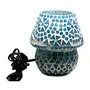 Glass Table Lamp Mosaic Work Bead Design Table Decor Room Lamp (Blue), 3 image