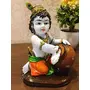 India Blue Color Big Size Bal Krishna Eating Makkhan from Matka Showpiece/Best Gifting Option/Diwali Decoration/Corporate Gifting, 5 image