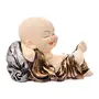 India Handcrafted Resine Little Sleeping Laughing Buddha Monk with Potli Sculpture | Buddha Idols for Home Decor, 3 image