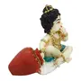 India Handcrafted Resin Natkhat Bal Gopal Krishna Eating Makhan Showpiece for Home Decor and Office, 2 image