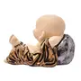 India Handcrafted Resine Little Sleeping Laughing Buddha Monk with Potli Sculpture | Buddha Idols for Home Decor, 4 image