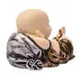 India Handcrafted Resine Little Sleeping Laughing Buddha Monk with Potli Sculpture | Showpiece for Home Dcor and Office, 4 image