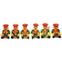 Rajasthani Wood Craft Musicians Bawla Items (Set of 6 Pieces; Height 3 Inch) Color May Vary, 2 image