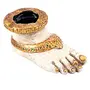 India Decorative Creative Mordern Poly-Resin Lady Foot Ashtray for Cigarette with Holder Slots and Ash Collector Tray Dice Ceramic Ashtray Home Decorative Ceramic Art Pots., 2 image