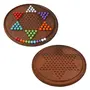 Toolart Chinese Checkers Game Set with 12 Inch Diameter Round Wooden Board and Acrylic Beads, 3 image