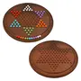 Toolart chinese checkers game set with 12-inch diameter round wooden board and acrylic bead extra 2 beads of each 6 colours- Brown, 3 image