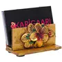India Wooden Handmade Business Card Holder/Visiting Card Stand with Flower Design for Desk and Office Display., 3 image