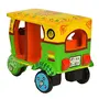 Handmade Colorful Push and Pull Toys Wooden Auto Rickshaw, 4 image