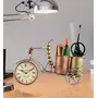 Handcrafted Wrought Iron Ant Clock Pen/Pencil Holder Vintage Look Desk Organiser Pen Stand for Home & Office Table Decor Showpiece., 2 image