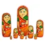 Set of 9 Piece RED Hand Paints Matryoshka Traditional Indian Nesting Stacking RED Wooden Nested Dolls Christmas, 2 image