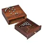 Wooden Handcrafted Solitaire Board Game Metal Balls Beads with Storage Drawer (Brown Small), 2 image