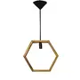 Natural Mango Wood Hexagonal Contemporary Hanging Pendant Ceiling Light Without Bulb (Hexagon), 4 image