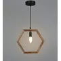 Natural Mango Wood Hexagonal Contemporary Hanging Pendant Ceiling Light Without Bulb (Hexagon), 3 image
