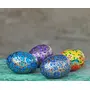Wooden Easter Eggs Ornaments - Set of 10 - Multicolored - Intricate Designs - HANDMADE EASTER DECORATIVES Easter eggshandmade easter eggs wooden eggsfinished easter eggs Decorative Ornaments Eggs home decoratives Assorted Colors Indian by, 5 image
