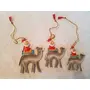 Kashmiri Papier Mache Christmas Camel Santa Set Decorations Tree for Holiday Party Decoration Tree Hooks Included by (Set of 3), 5 image
