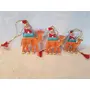 Kashmiri Papier Mache Christmas Camel Santa Set Decorations Tree for Holiday Party Decoration Tree Hooks Included by (Set of 3), 3 image