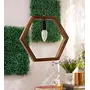 Natural Mango Wood Hexagonal Contemporary Hanging Pendant Ceiling Light Without Bulb (Hexagon), 2 image