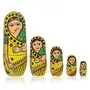 15 PCS Red Yellow Green Color Hand Painted Wooden Russian Nesting Dolls, 3 image