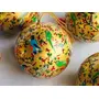 Christmas Balls Ornaments Handmade Shatterproof Balls Ornaments for Christmas Tree Yellow Color with Multicolor Bird Handcrafted Indian Perfect Hanging Ball (Set of 12), 2 image
