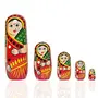 15 PCS Red Yellow Green Color Hand Painted Wooden Russian Nesting Dolls, 2 image