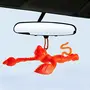 Set of 2 Orange Hindu God Flying Hanuman Car Rear View Mirror Hanging Interior Decor & Buddhist Om Mani Padme Hum Positive Vibes Prayer Flags for Car/Bike - 3 Feet Multicolour, 6 image