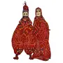 Traditional Handcrafted Rajasthani Colorful Wooden Face String Wood Folk Puppets aka Kathputli aka Rajasthani Dolls Art Handmade Puppet Pair for Home Decor Cultural Program and Events, 4 image