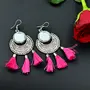 Women's Oxidized Metallic Earring Set with Pink thread Naughty Black & White Panda, 3 image