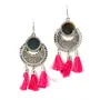 Women's Oxidized Metallic Earring Set with Pink thread With AMETHYST MSEAL TREE-60 DANA, 2 image