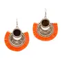 Women's Oxidized Earring with Mirror & Orange Thread Party Wear With AMETHYST MSEAL TREE-60 DANA, 2 image