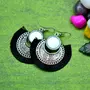 Women's Oxidized Earring with Mirror & Black Thread Party Wear Naughty Black & White Panda, 3 image
