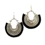 Women's Oxidized Crescent Moon Earring with Black Thread Party Wear Naughty Black & White Panda, 2 image