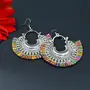 Women's Oxidized Crescent Moon Earring with Multicolour Thread Party Wear Naughty Black & White Panda, 3 image