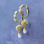 Women's Gold Plated Hoop Dangler Ball with Pearl Earring Party Wear With AMETHYST MSEAL TREE-60 DANA, 2 image