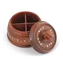 Wooden Round Dry Fruit Box with Brass Inlay Work on Top, 2 image