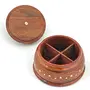 Wooden Round Dry Fruit Box with Brass Inlay Work on Top, 3 image