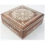 Handmade Wooden Jewellery Box for Women Wood Jewel Organizer Storage Box Hand Inlay with Intricate Inlay Gift Items - 6 inches Square (Brown), 3 image