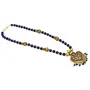 Oxidized Golden Pendant Blue Onyx Stone Necklace for Women, 3 image