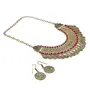 Oxidized Gold with Red Beads Tribal Necklace with Earrings for Women and Girls, 3 image