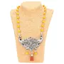 Yellow Beads Oxidized Genesha Pendant Silver Necklace, 2 image